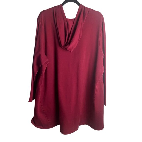 Logo by Lori Goldstein Lounge Size 2x Brushed Terry Hooded Tunic Sweatshirt Red - Picture 2 of 6